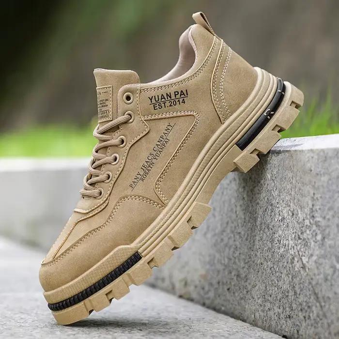 Bottes de travail à semelle épaisse pour hommes, baskets décontractées antidérapantes à plateforme, chaussures de randonnée et de marche en plein air, chaussures utilitaires tendance