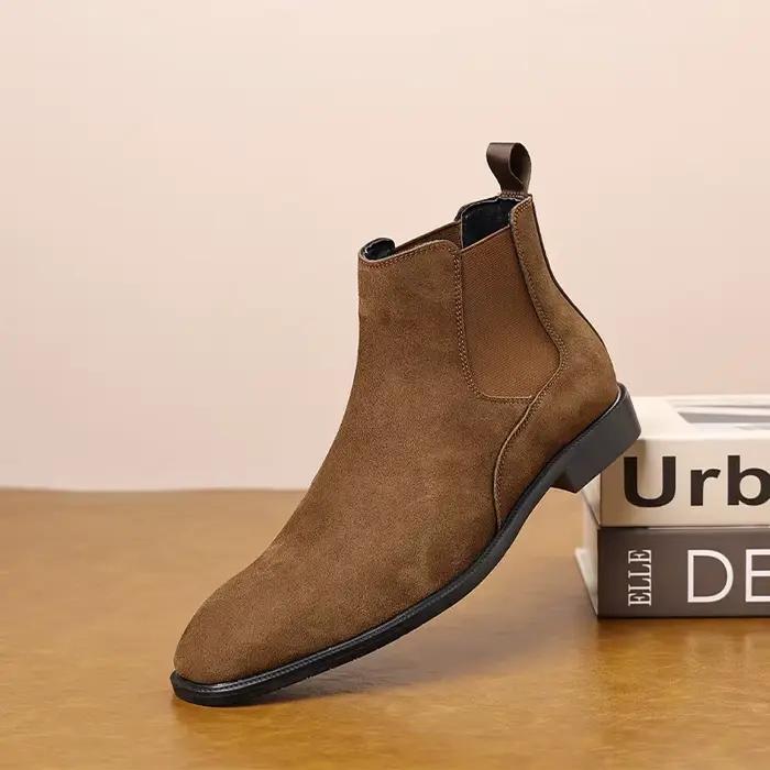 Bottes Chelsea en caoutchouc pour homme couleur pure style britannique à enfiler grandes tailles ocassions variées