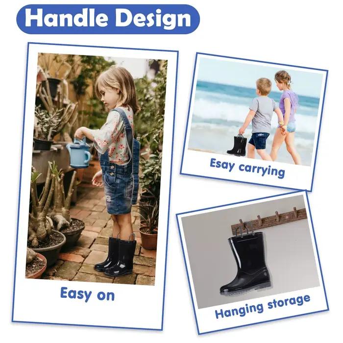 Shevalues nouvelles bottes de pluie pour garçons filles bottes de pluie imperméables antidérapantes pour tout-petits avec poignées faciles à enfiler bottes confortables antidérapantes mignonnes