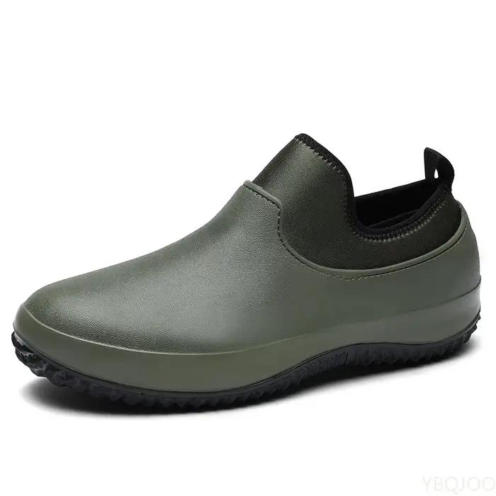 Bottes de pluie courtes imperméables en caoutchouc pour hommes, confortables et antidérapantes, chaussures de chef de travail et bottes de pêche pour temps pluvieux