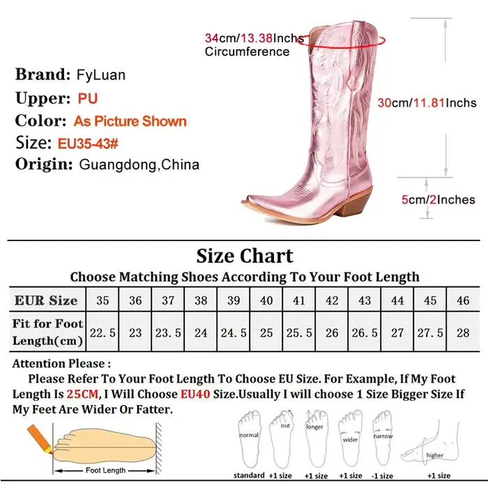 Bottes de Cowboy occidentales brodées élégantes et Cool