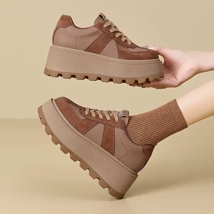 Fujin-Bottines en cuir véritable microcarence pour femme
