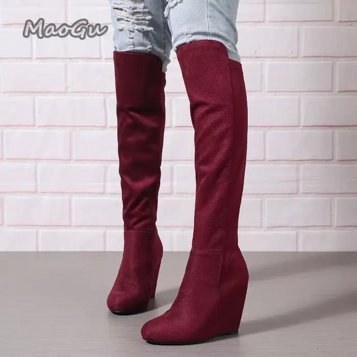 Femmes automne hiver genou bottes hautes