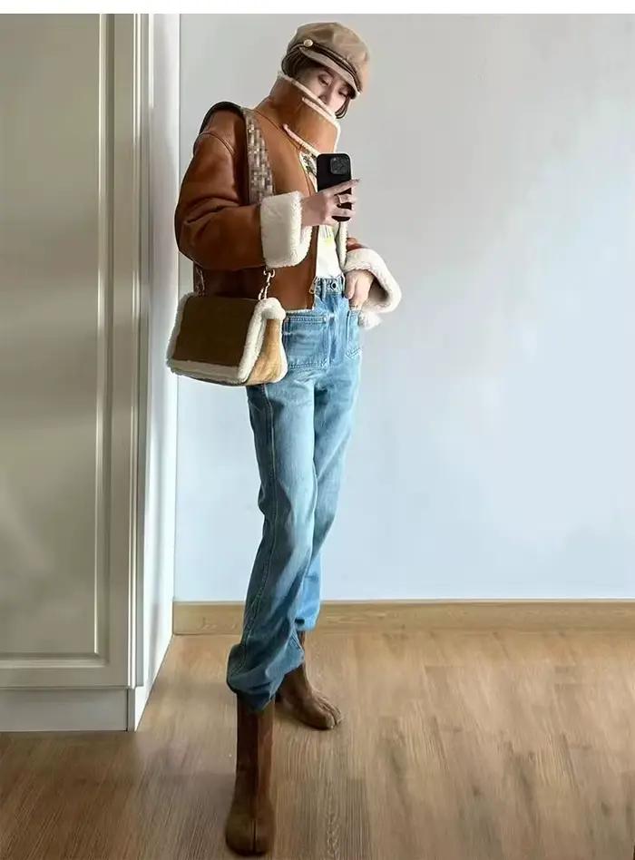 Bottines Tabi à Bout Fendu Femme Style Britanique Cuir Véritable Talon Carré Occasions Spéciales
