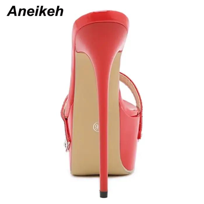 Aneikeh Sexy plate-forme Bling Ultra haute Mules pantoufles PU diapositives adulte nouvelle mode chaussures pour femmes été Rome classiques à pois