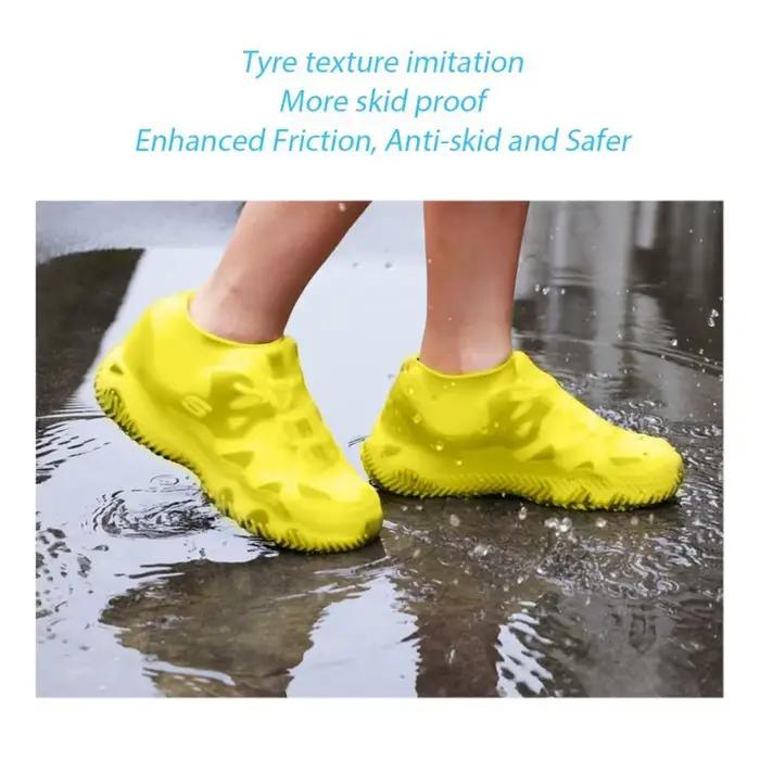 Chaussures en Silicone imperméables et antidérapantes, 2 pièces, bottes de pluie unisexes à haute élasticité et résistantes à l'usure pour l'extérieur, couvre-chaussures réutilisable pour jours de plu