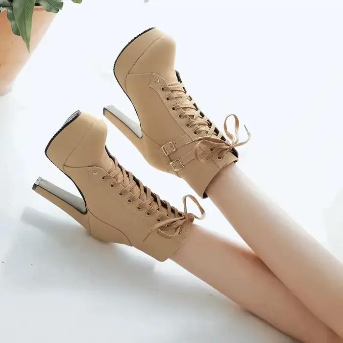 Populaire européen américain cerclage femmes botte mode bottine à talons hauts