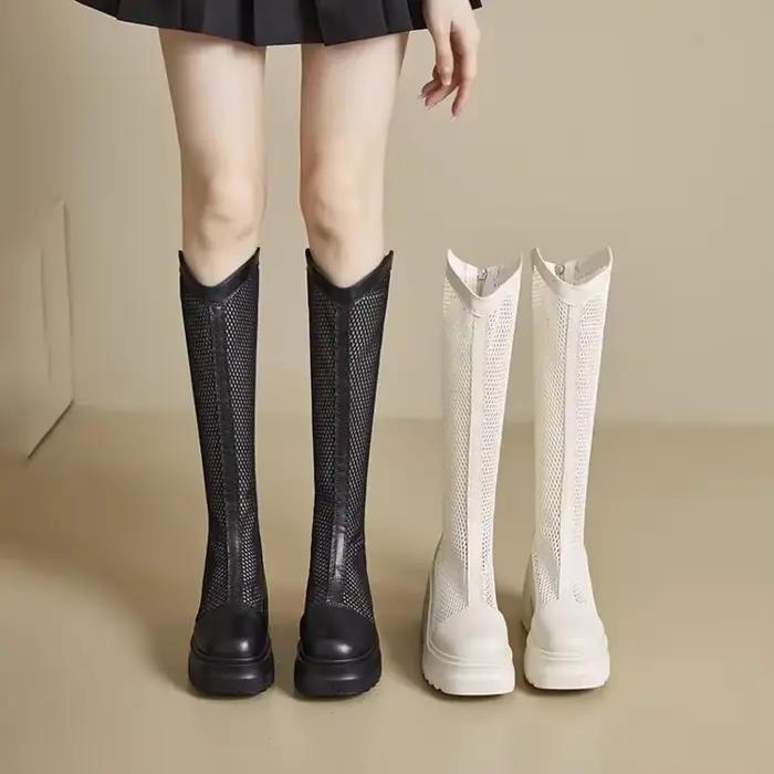 Bottes longues à col en V pour femmes