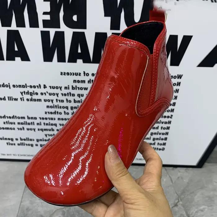 Bottes de neige coordonnantes en cuir verni pour femmes, chaussures plates en peluche, imperméables, chaudes, fourrure, décontractées, hiver, bottes chelsea, occassions spéciales