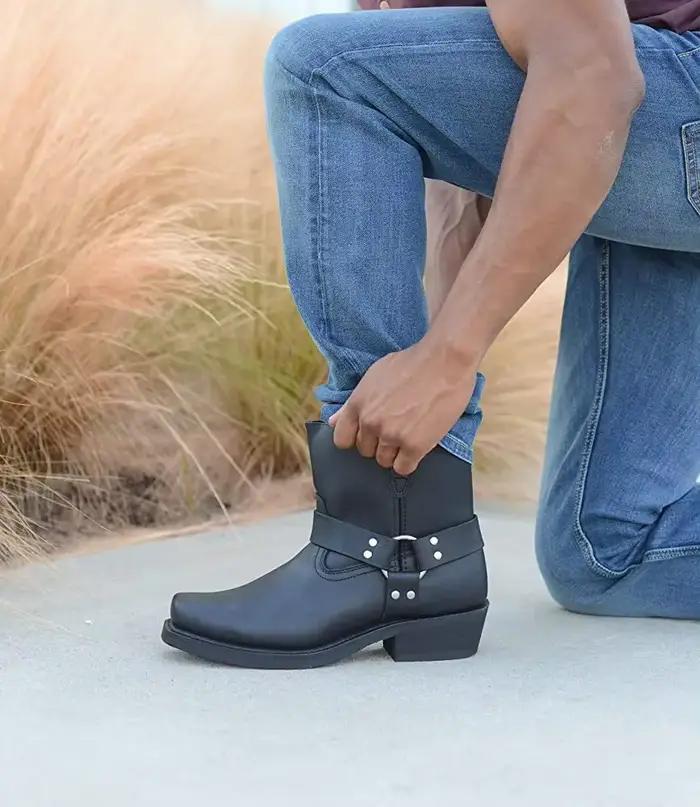 Bottes d'équitation pour hommes rétro Rivets talons hauts