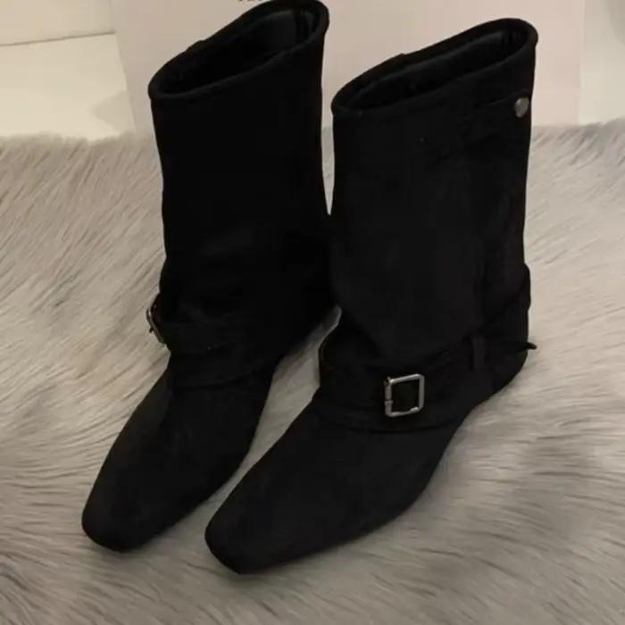 Bottes hautes compensées de styliste pour femmes