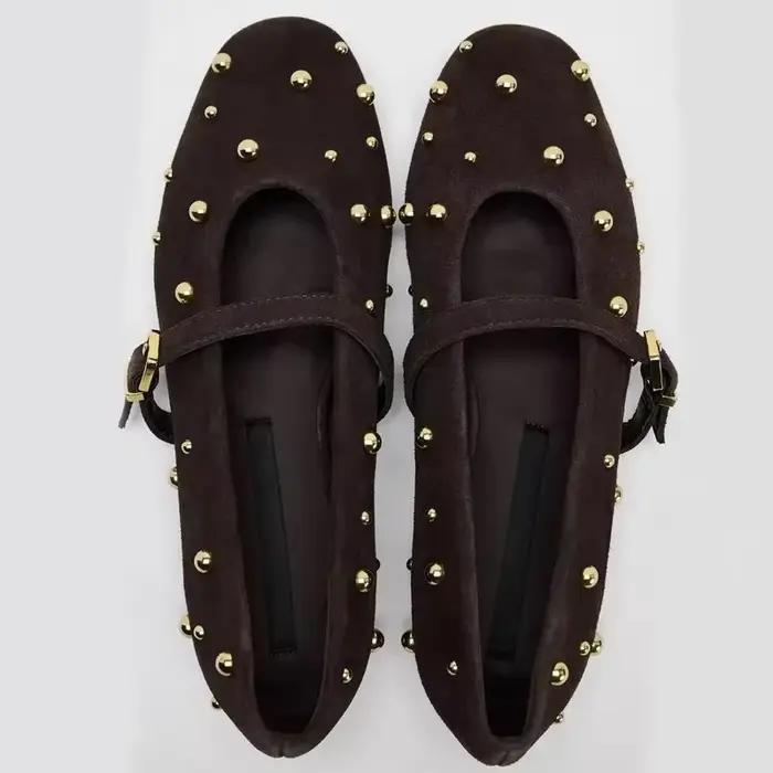 Mary-Chaussures à essence en daim pour femmes, Rivet classique, Rétro, Marron, Décontracté, Doux, Astronomique, Confortable, Dames, Automne, Marque, Mode, 2024