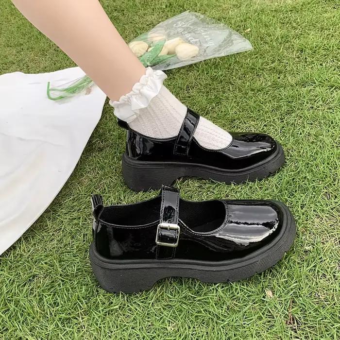 Chaussures de luxe en cuir Mary Jane pour femmes, chaussures de marche confortables et élégantes, plates et noires, mode printemps/automne