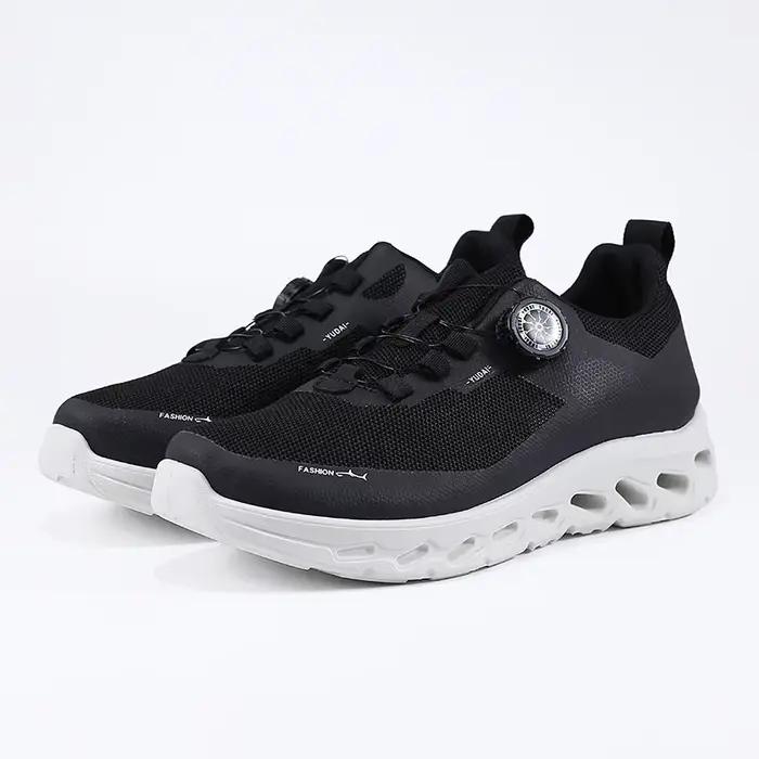 Chaussures de sport basses pour hommes, tendance, avec bouton rotatif sans lacets, légères et confortables, baskets décontractées