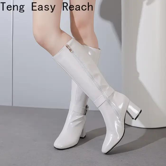 Bottes au genou en cuir verni pour femmes