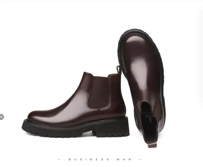 Bottines Chelsea, plateforme en cuir pour hommes
