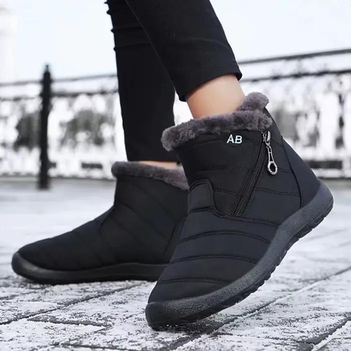 Chaussures pour femmes couleur unie chaud mi-mollet coton bottes