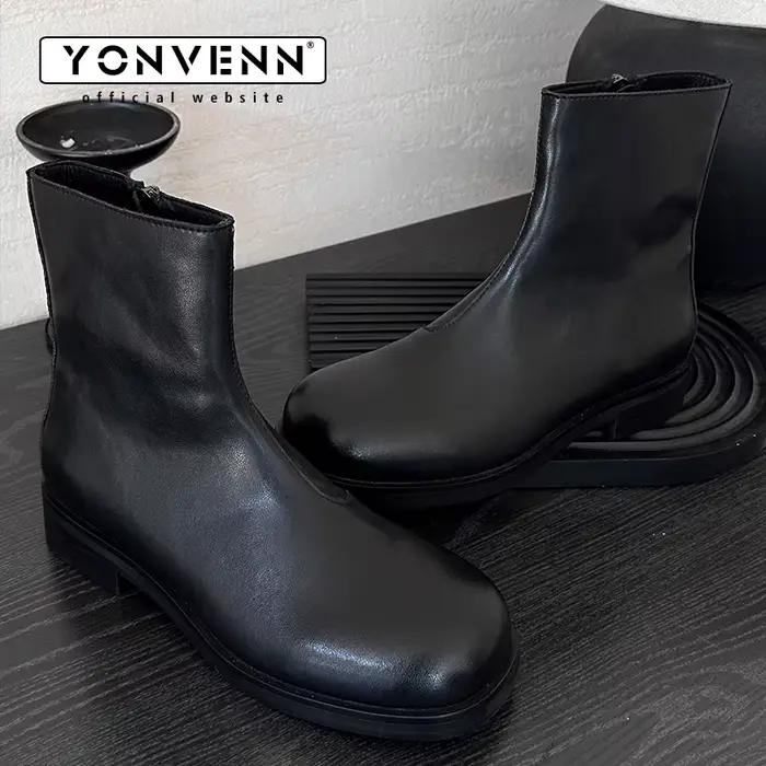 Bottes Chelsea en microfibre pour hommes, confortables et élégantes, idéales pour les saisons printemps et automne, bottes courtes de style britannique, ajustement parfait, talons bas, bout rond, fermeture en style Chelsea