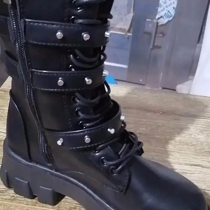 Bottines gothiques punk à lacets pour femmes