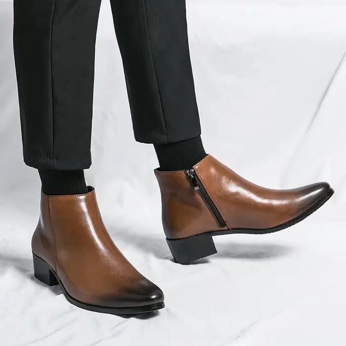 Bottines classiques en cuir noir pour hommes et femmes