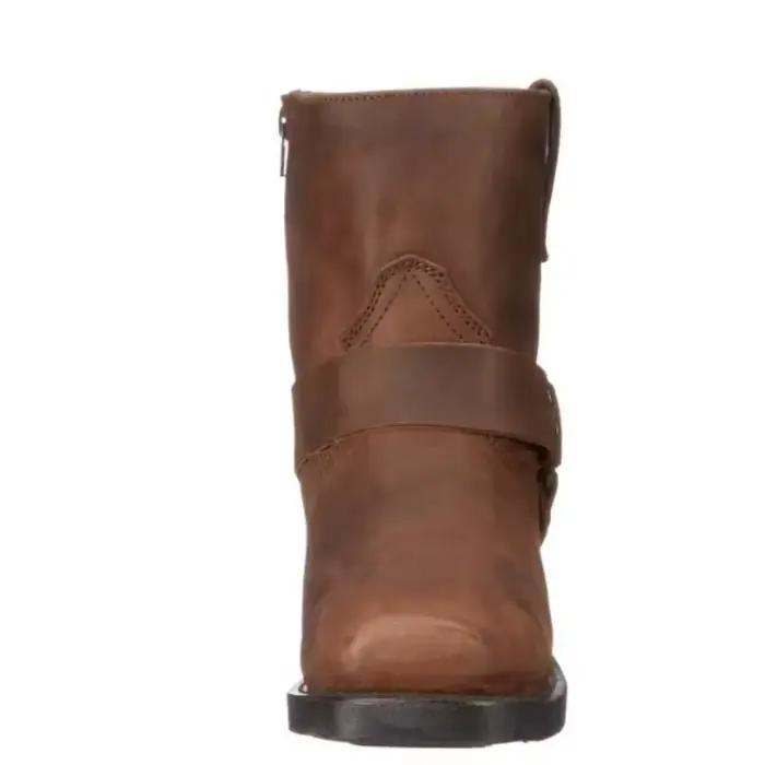 Bottes de Cowboy rétro pour hommes, mi-mollet, bottes occidentales en cuir de genre mixte, chaussures à enfiler, bottines de chevalier d'hiver, taille 48