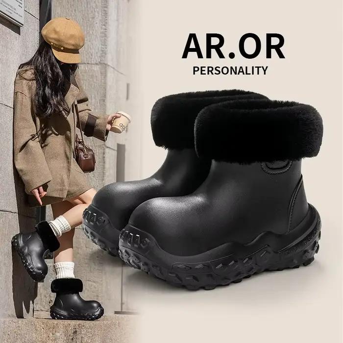 Bottines Ankel pour femmes, bottes d'hiver chaudes pour l'extérieur, bottes de neige à plateforme épaisse, imperméables, antidérapantes, chaussures chaudes pour femmes, bottes de pluie décontractées.