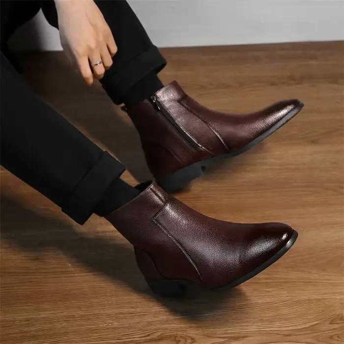 Bottines Chelsea en cuir grainé doux pour hommes
