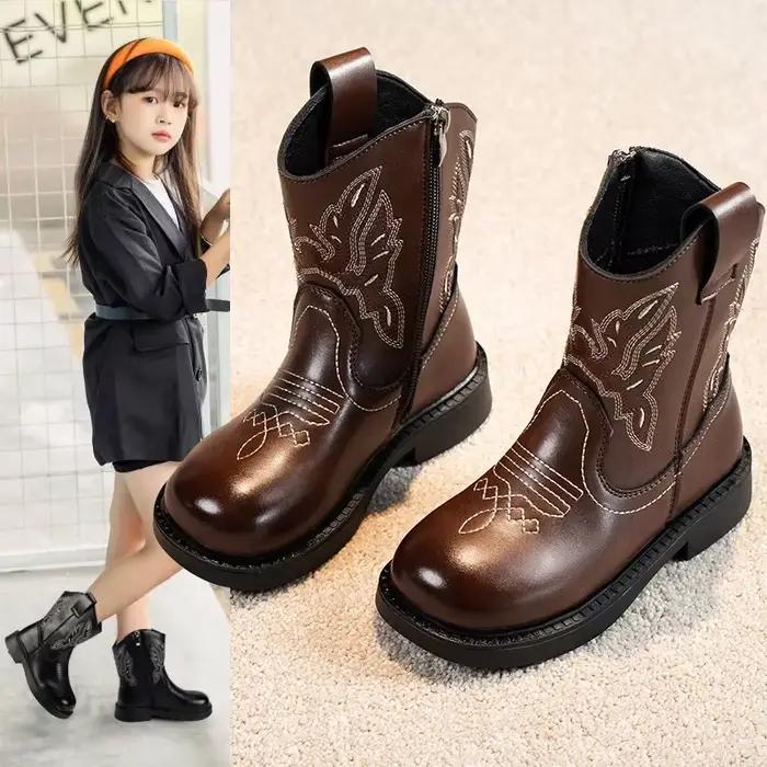 Botas Nialisation-Bottes de cowboy imperméables pour filles, botte optique pour enfants, botte coordonnante, botte courte pour enfants, nouvelle mode