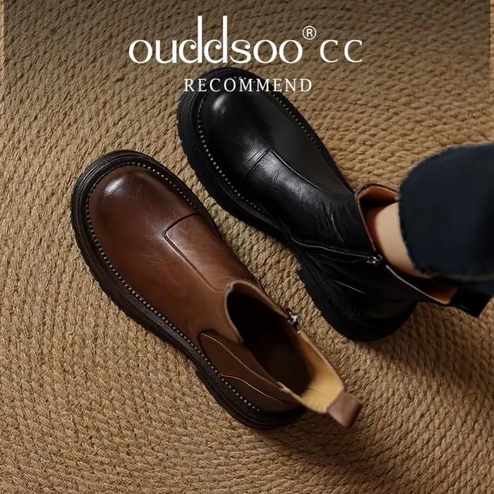 Ods plate-forme bottes sans lacet printemps automne chaussures talon épais bout rond femmes