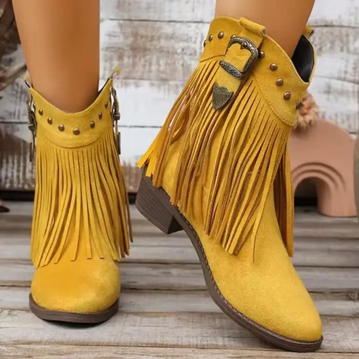 Vintage gland Detor bottines femmes printemps automne bout pointu talon carré bottes femme mode sans lacet grande taille chaussons dame