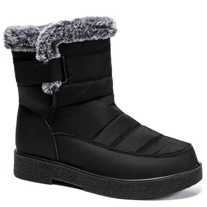 Bottes d'hiver en fourrure pour femmes, chaussures de neige imperméables à talons bas, nouvelle collection 2024