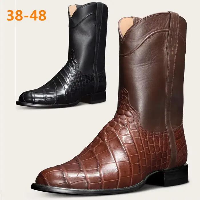Hommes bottes mi-mollet Western Cowboy moto