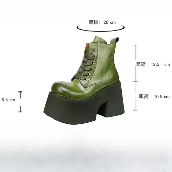 SXMMLJ 10.5cm vache en cuir véritable plate-forme compensée ZIP bottines automne chaussures de luxe mode femmes printemps britannique gros orteil pompes