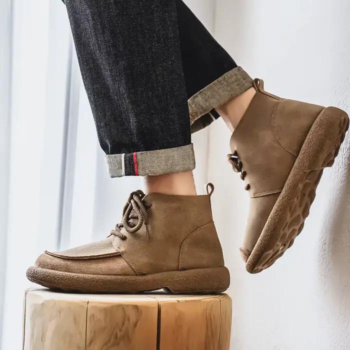 Rétro tendance hommes bottines confortables bottes décontractées homme
