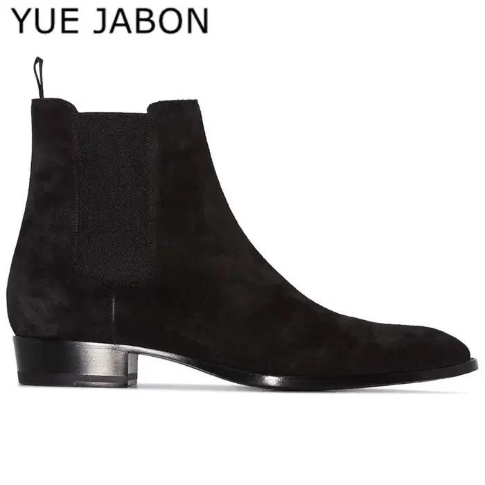 StephanBoots en daim de vache pour hommes, noir, haute qualité, talon carré Parker, chaussures d'hiver, porter à la mode, affaires, décontracté, fête, 03/Men