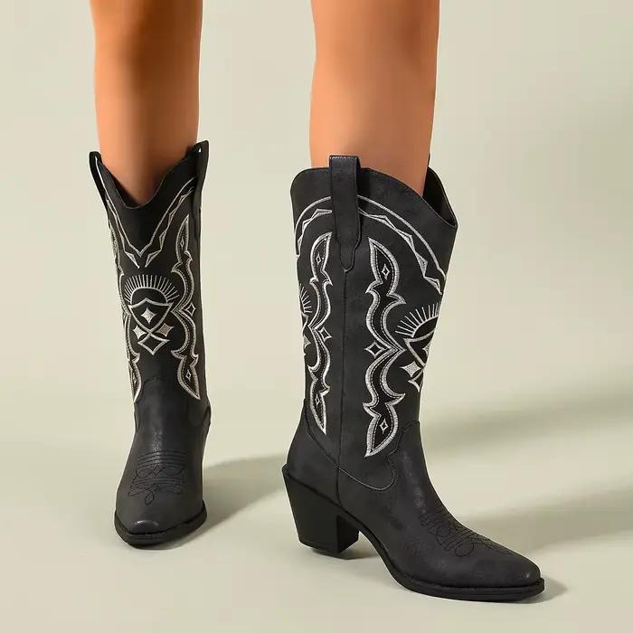 Bottes Western mi-mollet à bout carré
