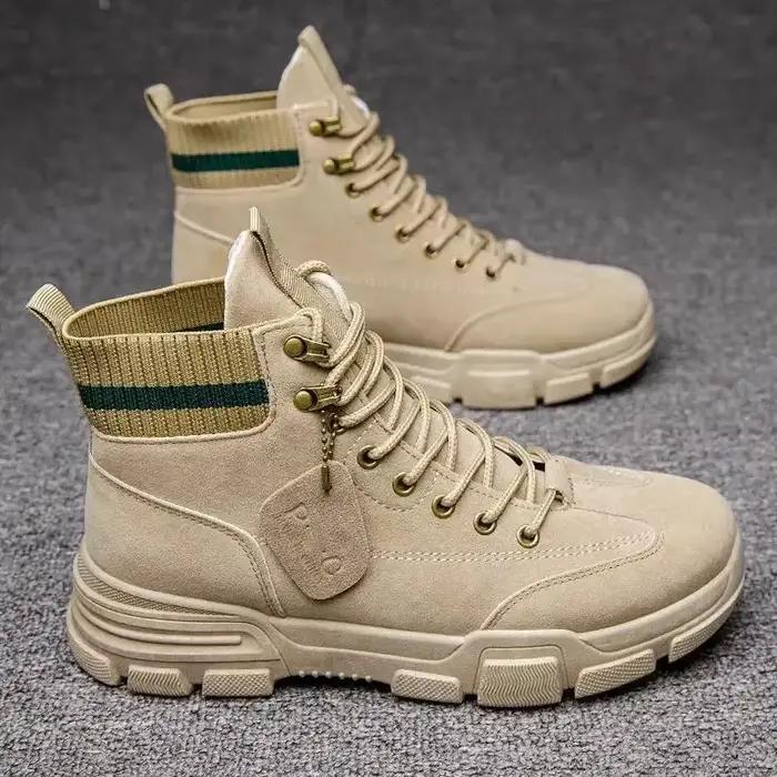 Bottes militaires en cuir à lacets imperméables pour hommes