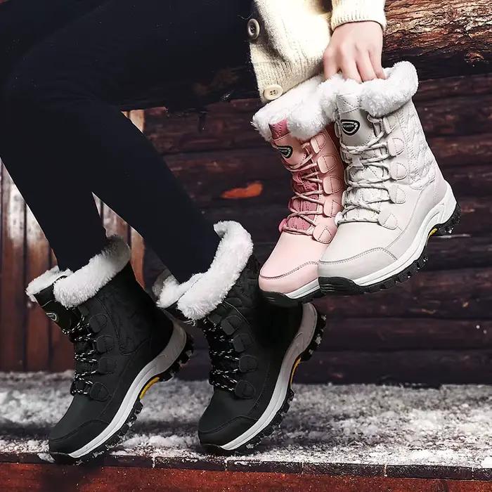 Bottes de neige chaudes femmes mode dames chaussures plate-forme chaussures femme plat garder bottes dames décontracté en peluche Botas Mujer chaussures d'hiver nouveau