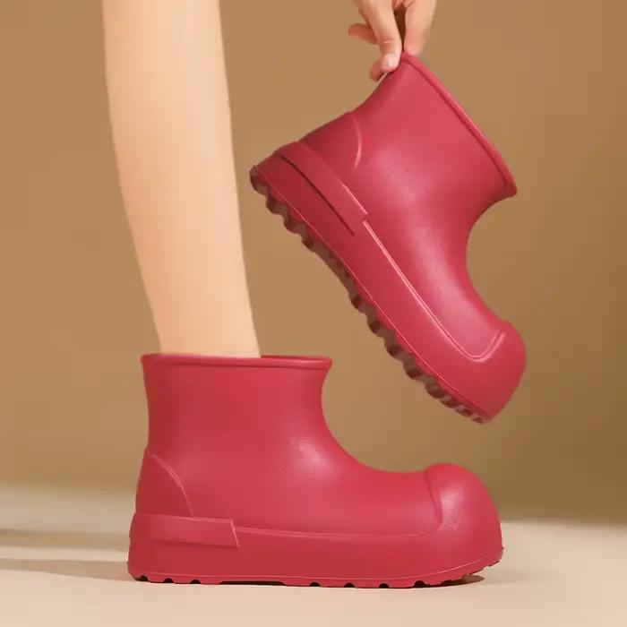 Bottes de pluie antidérapantes imperméables pour femmes de printemps à été en EVA avec semelles épaisse et bout rond pour cheville occassions spéciales et quotidienne