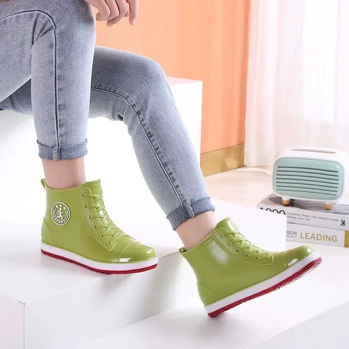 Bottes de pluie en peluche doublées de fourrure pour femmes