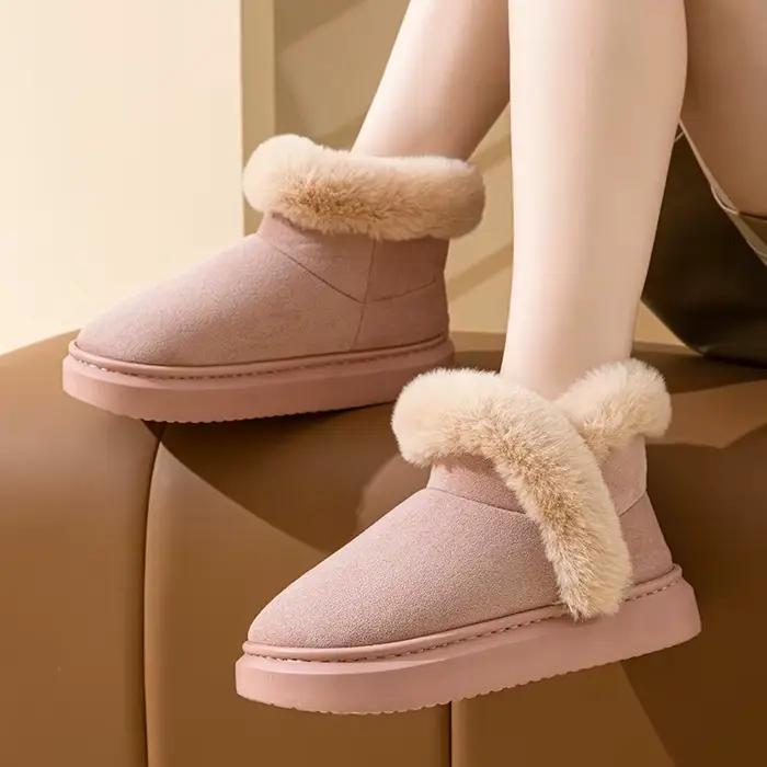 Evshine hiver fourrure moelleux bottes de neige pour les femmes chaud en peluche doublé coton