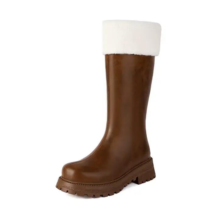 Femmes à la mode bout rond talon épais semelle intermédiaire bottes de Combat confortable semelle à bride bottes courtes décontracté femmes chaussures 862-11