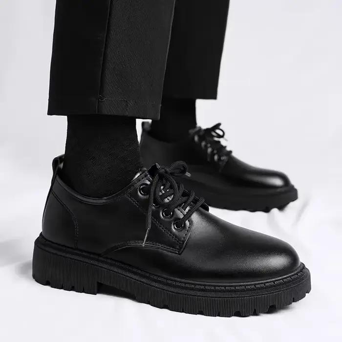 Chaussures décontractées en cuir noir pour hommes style business printemps automne confortables et durables