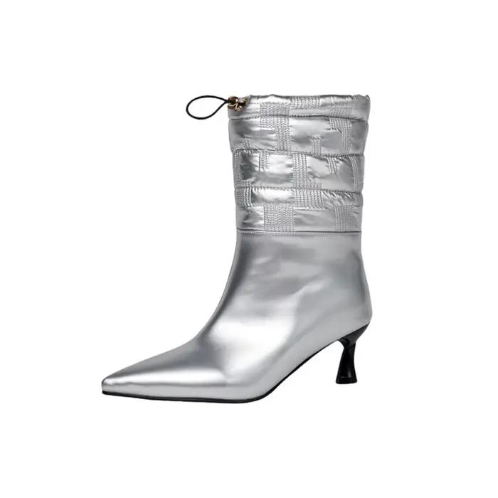 Bottines en microfibre pointues pour femmes, talons fins, confortables, pour occasions spéciales, automne hiver