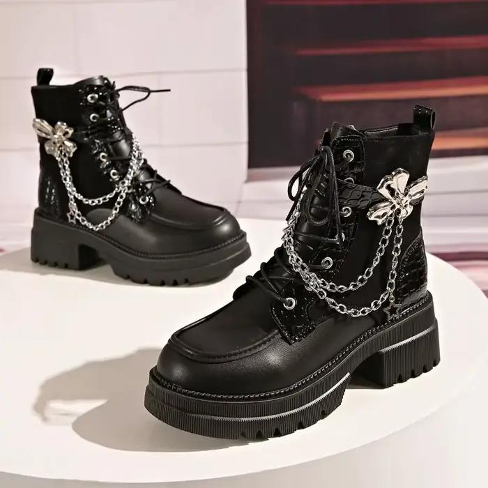 Y2K – bottines à plateforme en métal pour femme