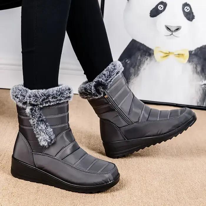Bottines de neige imperméables en fausse fourrure pour femme