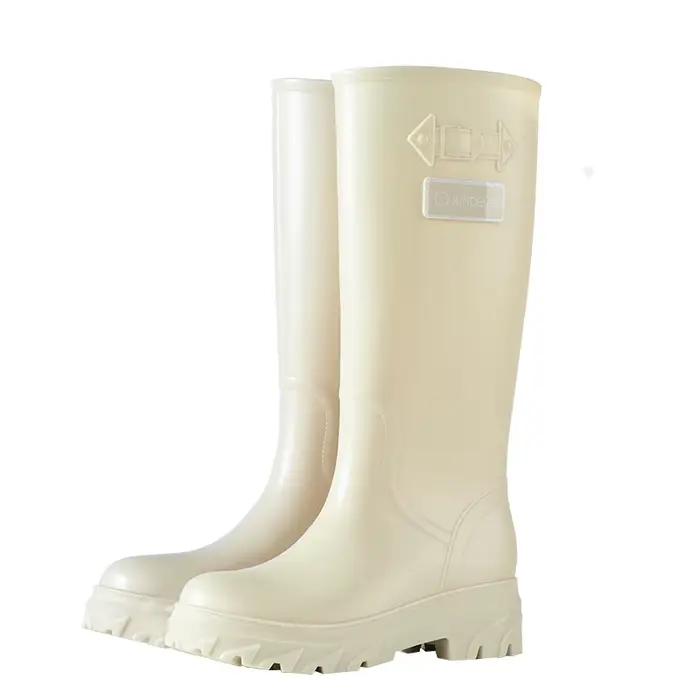 Bottes de pluie montantes pour femmes, doublées polaire, imperméables, antidérapantes, style coréen, pour activités extérieures et pêche par temps de pluie