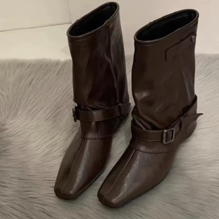 Bottes hautes compensées de styliste pour femmes
