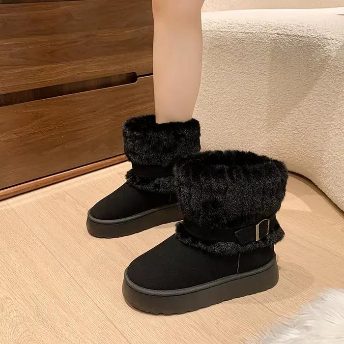 Bottes de neige grande taille pour femmes, nouveau style 2026, modèle automne-hiver, avec isolation supplémentaire, semelle épaisse et chaude, chaussures en coton