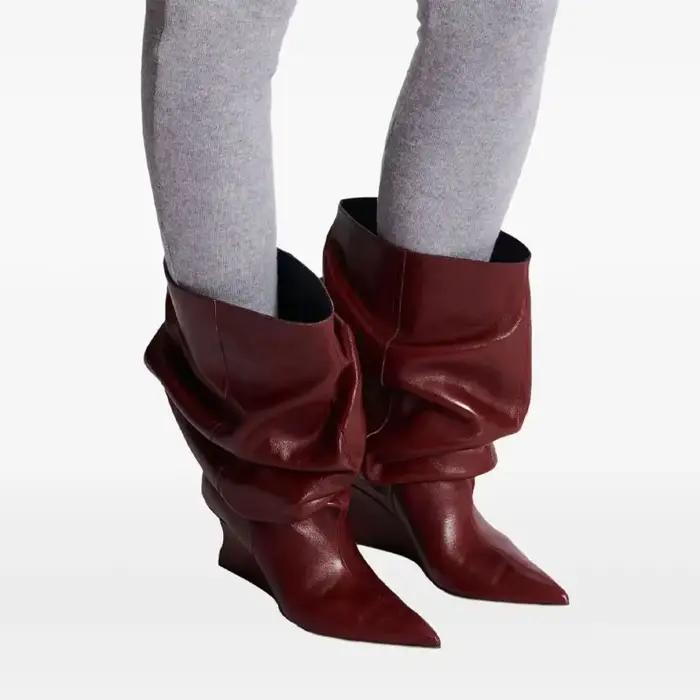 2026 femmes talon compensé 7.5 cm talons hauts mi-mollet Cool bottes